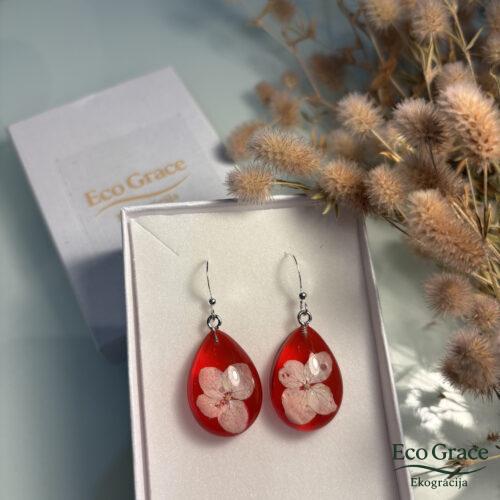 Hortenziju auskari "Sārtā"