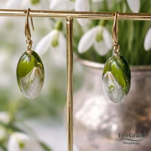 Auskari "Sniegpulkstenīši zaļie"